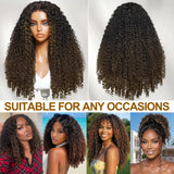 Ombre brown curly human hair lace wig with defined finger coils, HSF Marketplace
