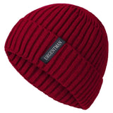 Unisex URGENTMAN warm winter beanie hat with plush fur lining and thick knitted design in a casual style