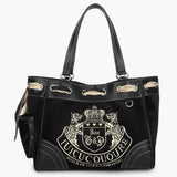 Large-capacity ladies tote bag with vintage embroidery, velvet texture, and shoulder strap, ideal for shopping or casual outings.