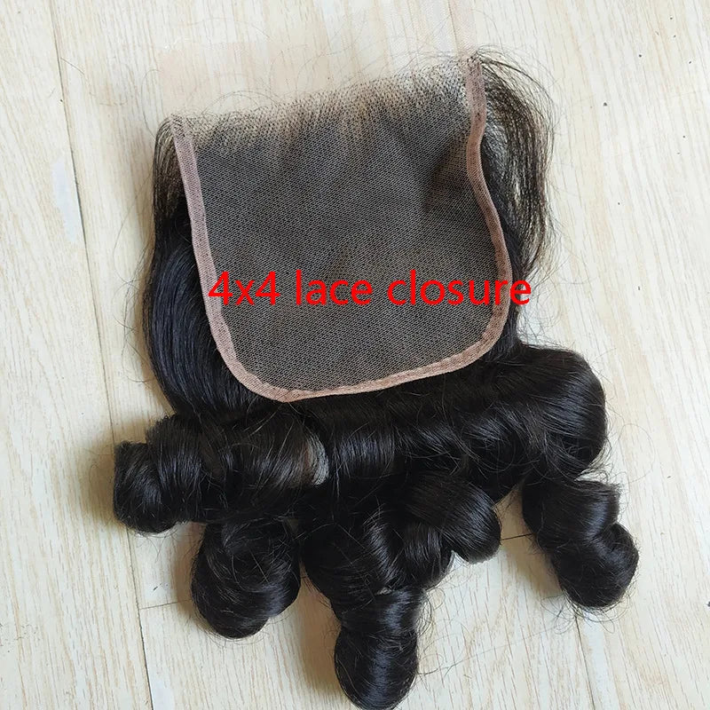 Premium 12A 8-24 Inch Vietnamese Hair Double Drawn Funmi Wave Human Hair Weaving with 3Bundles 4x4 Lace Closure 100% Unprocessed