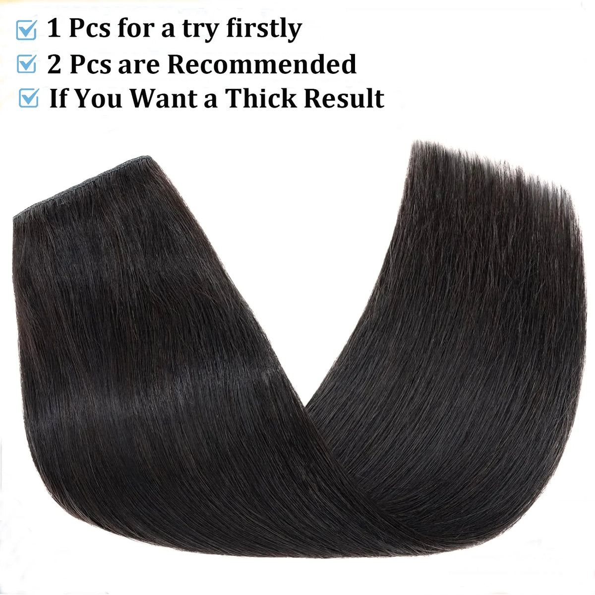 HSF Marketplace Brazilian Remy human hair clip-in extension, straight 10-inch hairpiece with 5 clips in natural style