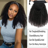 Afro kinky curly Brazilian human hair headband wig, 200% density, glueless Remy hair for women