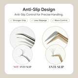 MYEVER Anti-Slip Eyelash Extension Steel Tweezers High-Density Fiber Tip Eyelash & Eyebrow Professional Precision Makeup Tools