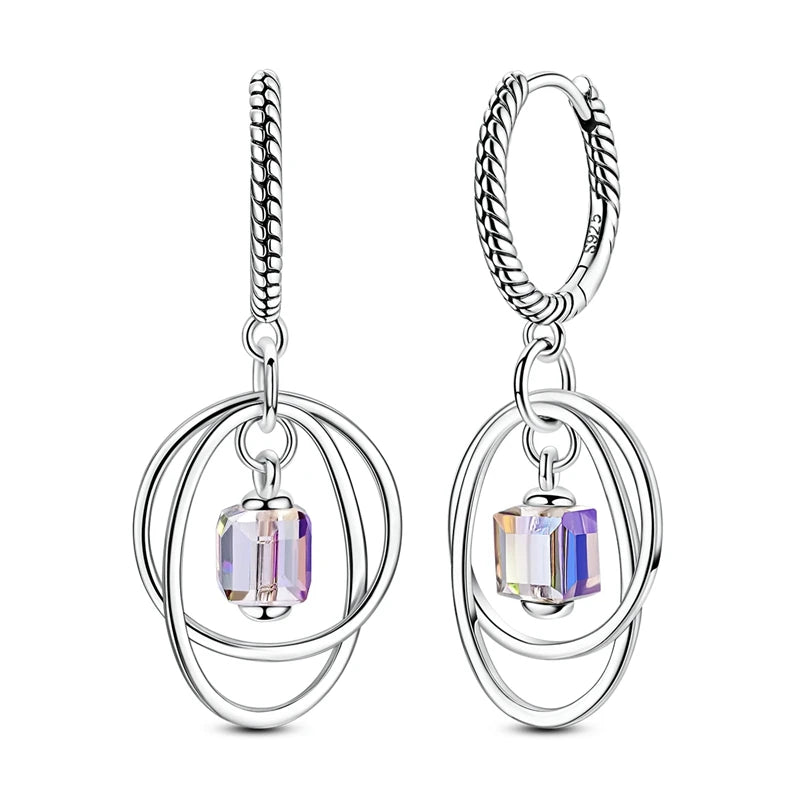 Hypoallergenic CZ zircon hoop earrings in 925 sterling silver by HSF Marketplace