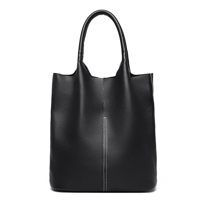 Genuine cowhide leather tote bag for women by HSF Marketplace, luxury commuter handbag with spacious design
