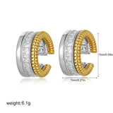 1Pc Minimalist Paved Zircon Double Layer Clip Earrings No Piercing Cartilage Ear Cuff Gold Plated Party Fashion Jewelry Gift