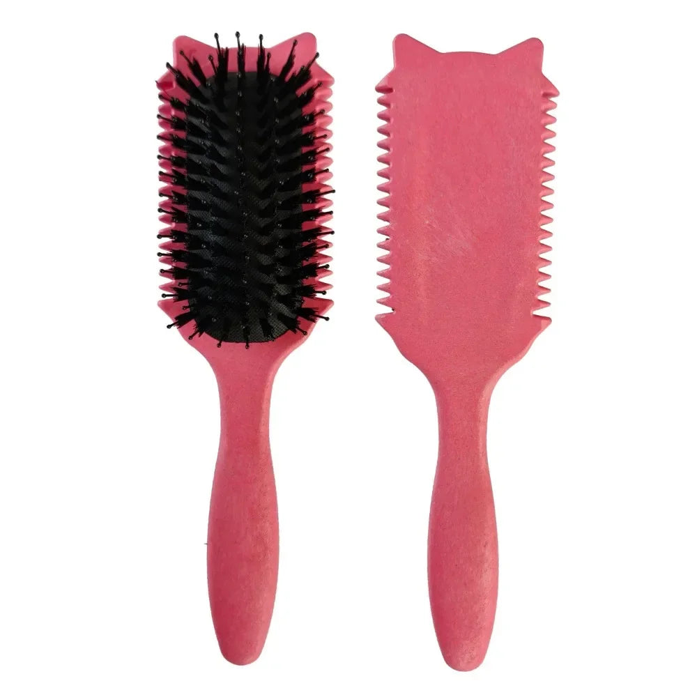 Boar Bristle Curl Defining Brush Detangling & Shaping Styling Tool for Curly Hair Professional Salon Comb for Women & Men