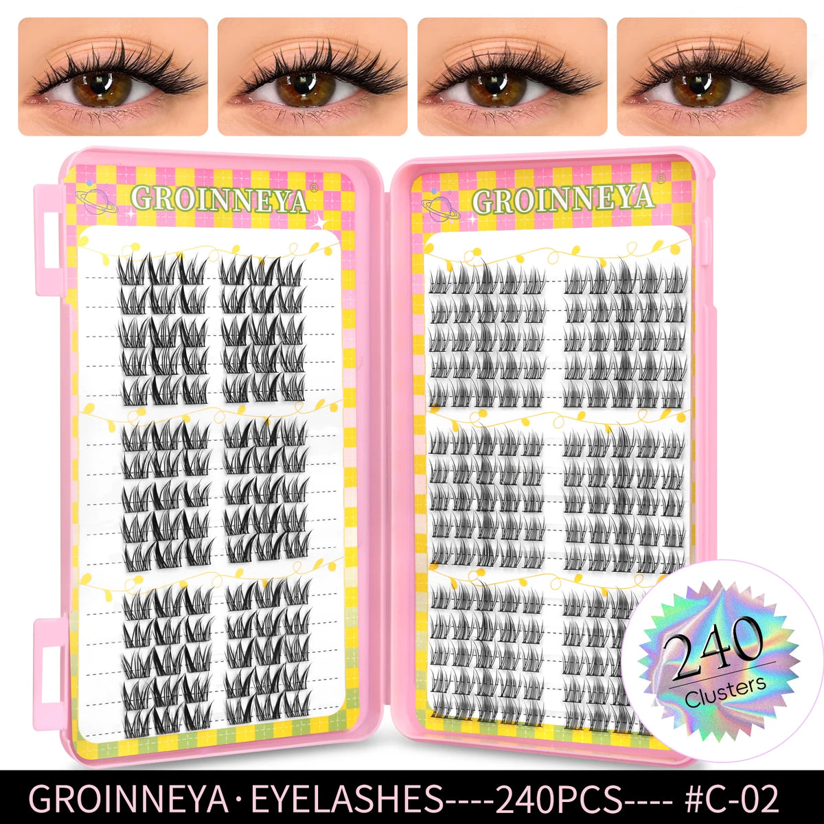 Natural eyelash clusters, 320-piece volume mixed tray false lashes by HSF Marketplace