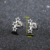 Fashion Stainless Steel Earrings Small Cute Triple Star Stud Earrings Punk Piercing Earing Women's Starry Minimalist Jewelry