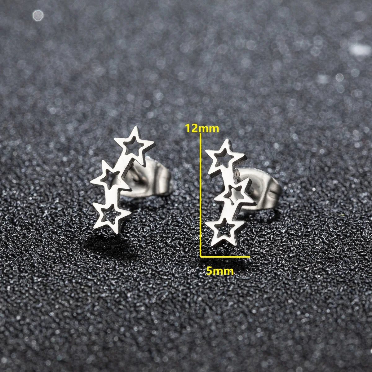 Fashion Stainless Steel Earrings Small Cute Triple Star Stud Earrings Punk Piercing Earing Women's Starry Minimalist Jewelry
