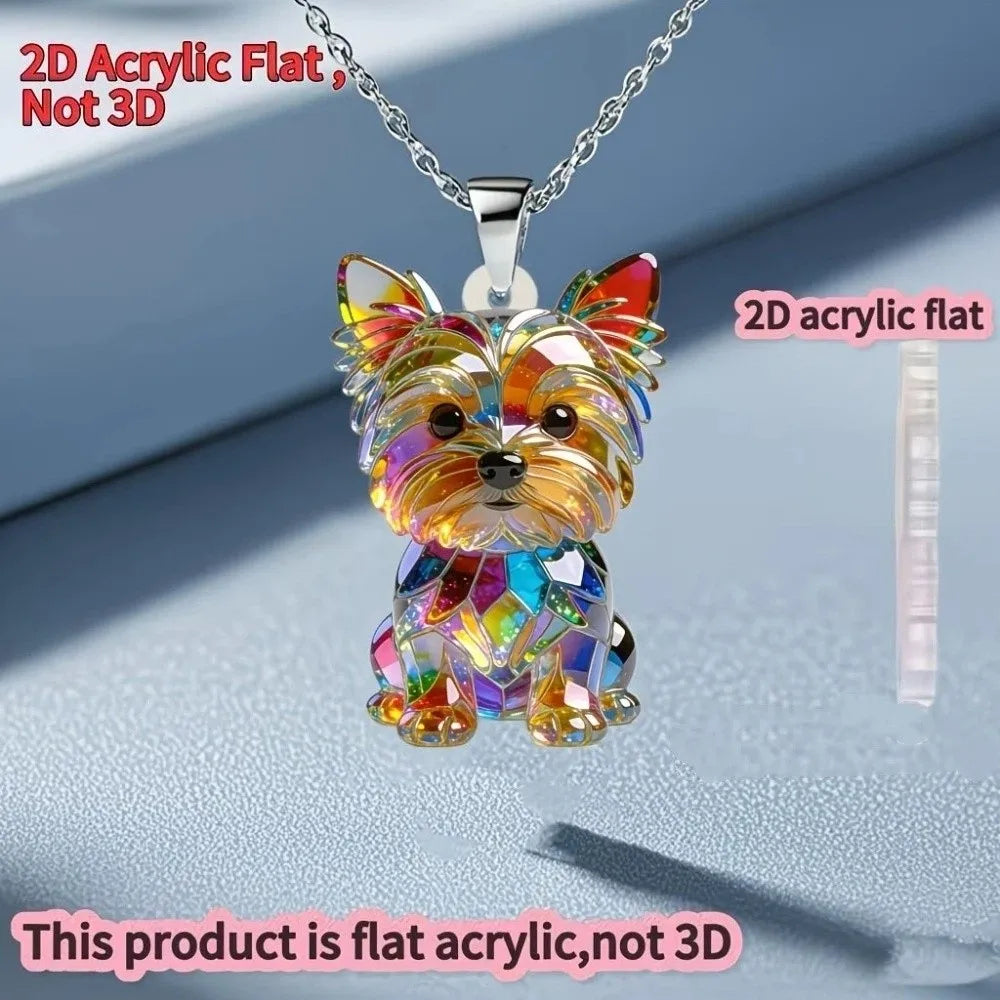 Colorful Yorkshire Terrier necklace by HSF Marketplace, featuring a vibrant Yorkie pendant for dog lovers