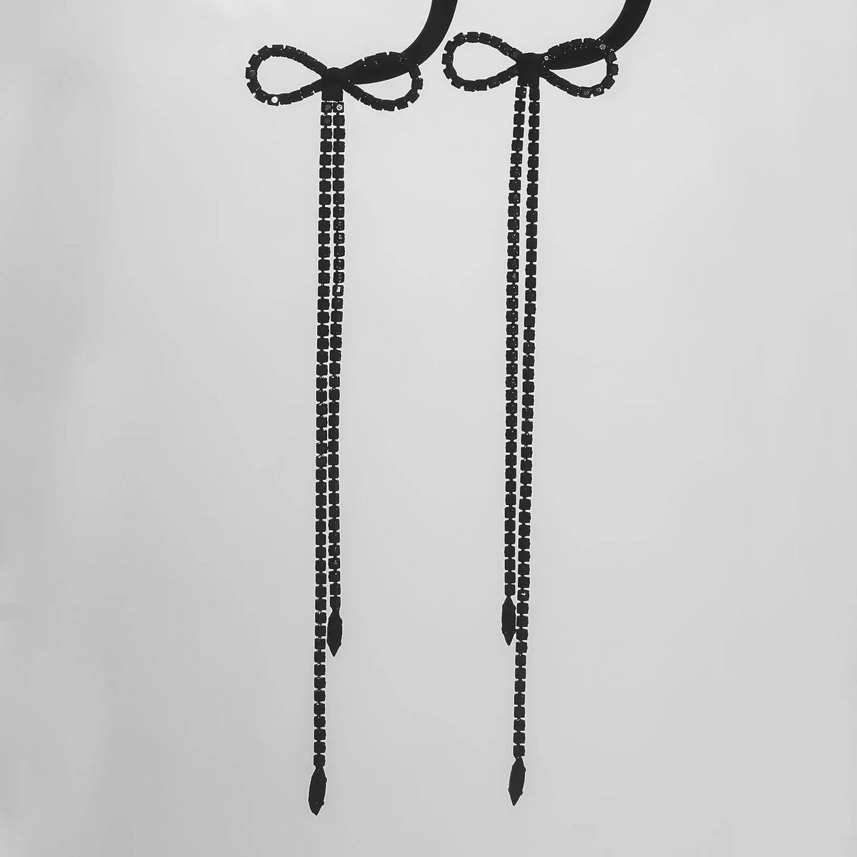 Luxury bowknot drop earrings with crystal tassels for women by HSF Marketplace