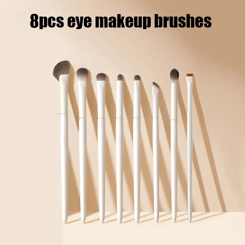 5-piece natural eye makeup brush set with white handles, detail eyeshadow and eyeliner brushes, ultra-soft bristles