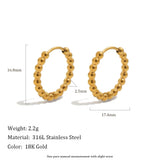MamacitaSlay 18K gold-plated 316L stainless steel geometric zircon beaded hoop earrings 亚洲日韩