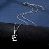 Shiny stainless steel initial letter pendant necklace for women, featuring a simple glossy clavicle chain choker jewelry.