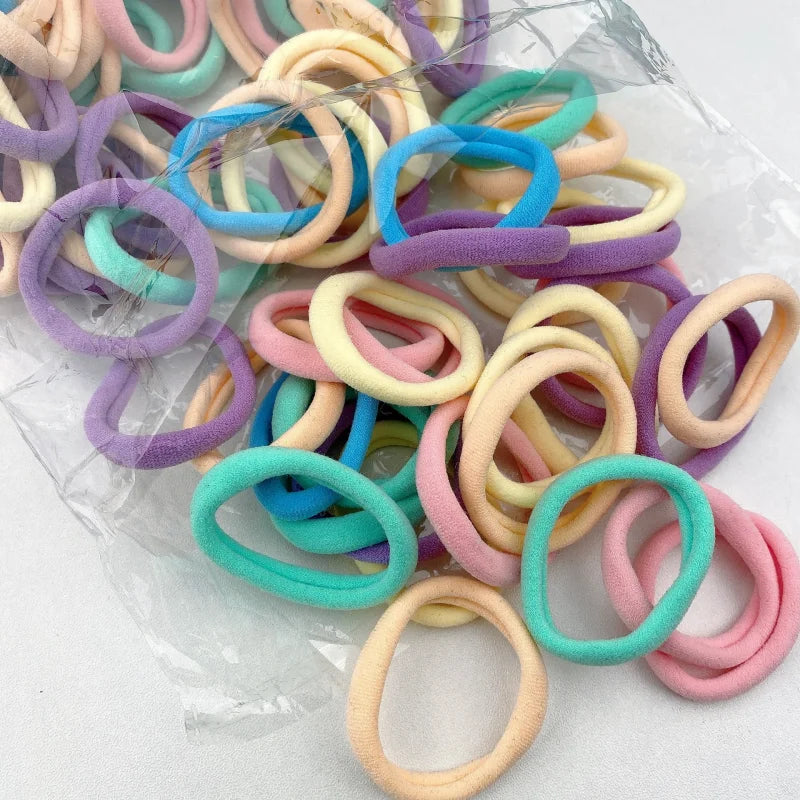 50PCS Four Seasons Elastic Hair Bands Girls 4CM Sweets Scrunchie Rubber Band Hair Ties Clips Headband Hair Accessories