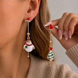 Moving Santa Claus tassel dangle earrings in festive red and white design by HSF Marketplace