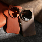 Genuine cowhide leather MagSafe case for OPPO Find X9 phone, brown textured finish