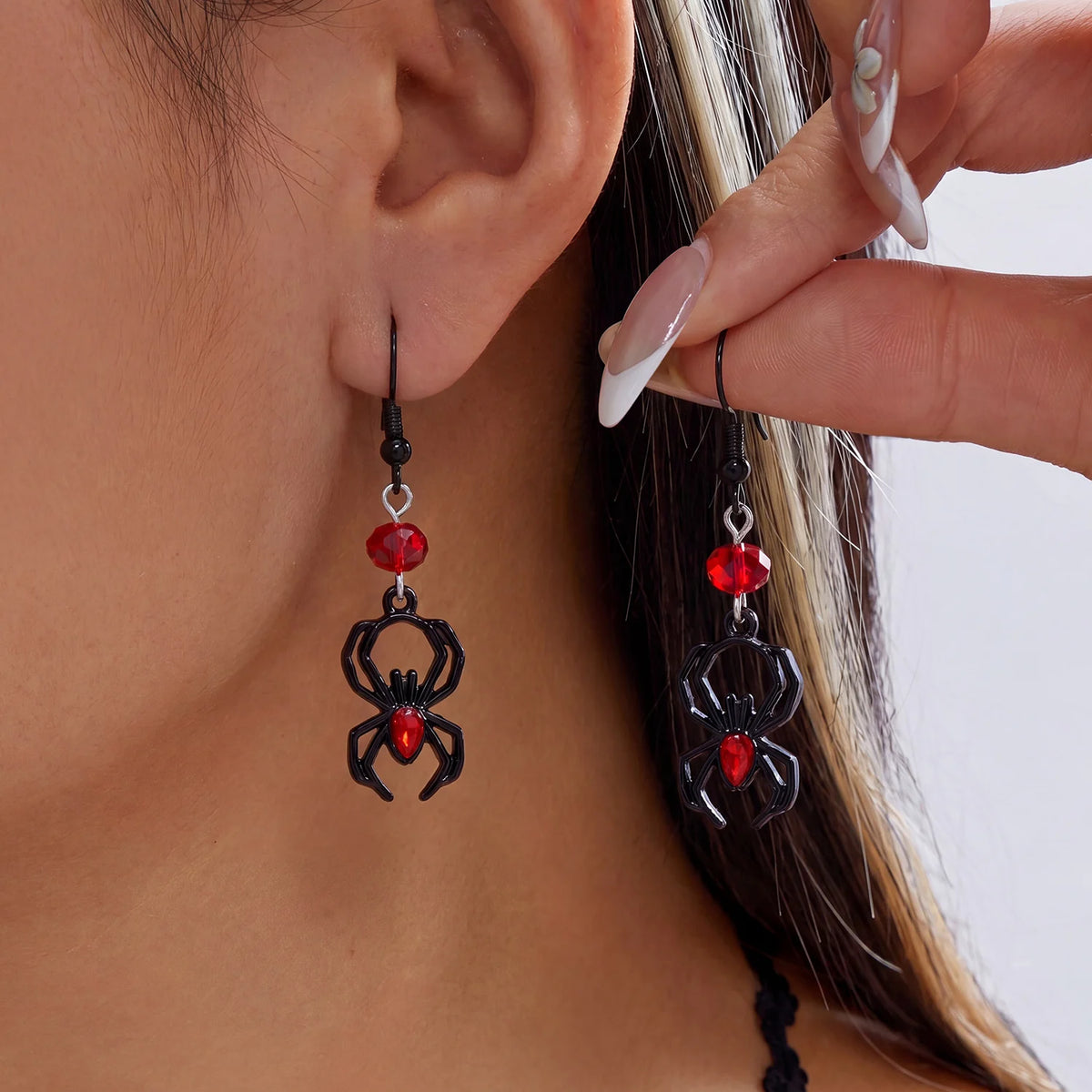 Gothic spider dangle earrings for women, punk holiday jewelry by HSF Marketplace