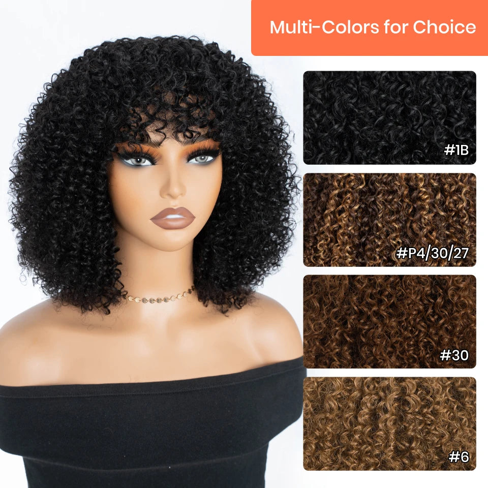Curly bob human hair wig by HSF Marketplace with natural-looking curls and a voluminous style