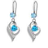 Silver heart drop earrings for women with colorful zircon by HSF Marketplace