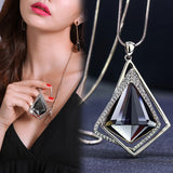 Elegant geometric chain necklace for women, long pendant jewelry by HSF Marketplace, perfect for stylish 2024 fashion statements.