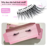 Self-adhesive wide-strip press-on half lashes with soft clear band, pre-glued reusable cat-eye false eyelashes