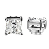 Crystal strong magnetic ear stud clip earrings, round zircon punk non-piercing jewelry for men and women