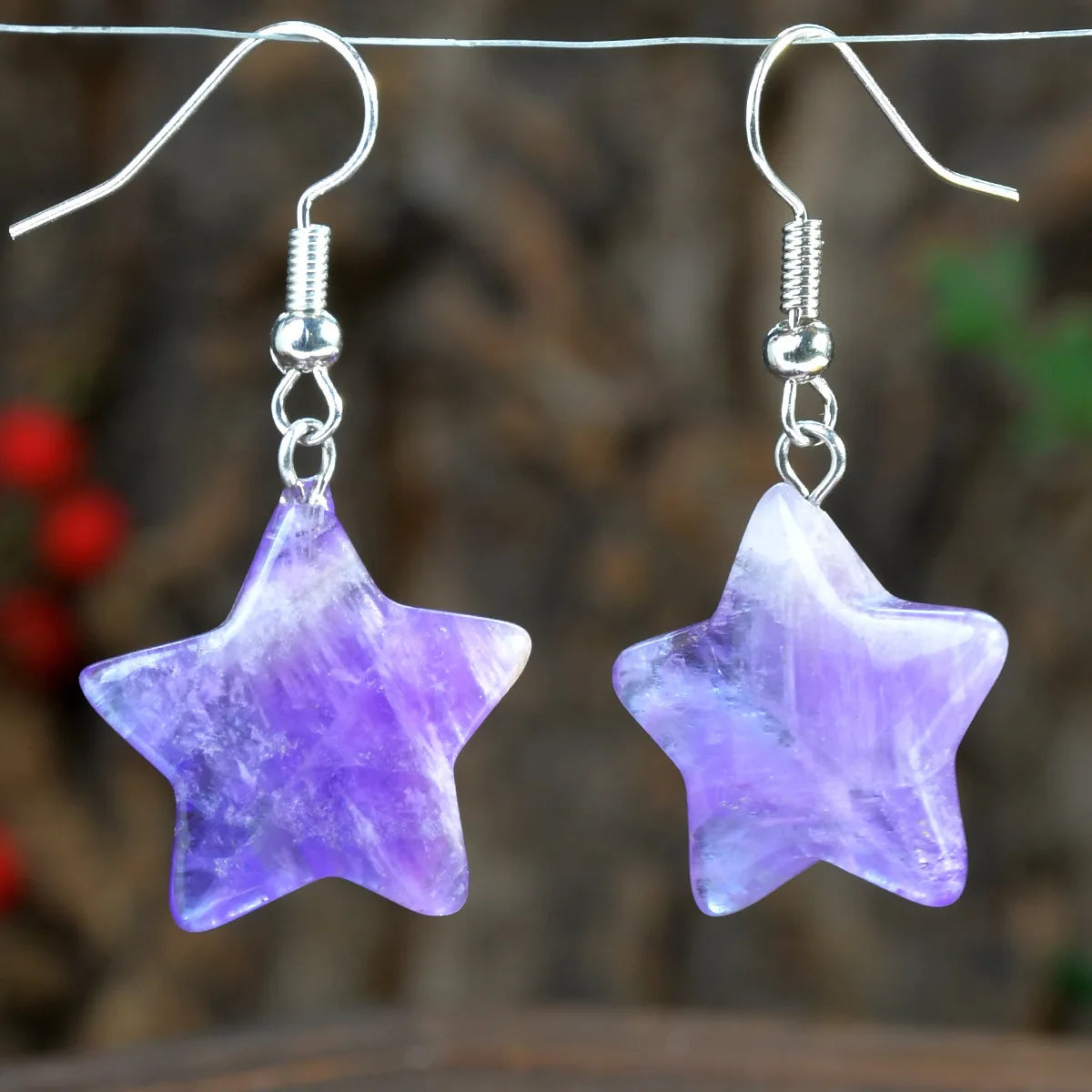 Bohemian colorful natural stone waterdrop earrings for women, HSF jewelry with vibrant dangling stones