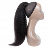 HSF Marketplace kinky straight human hair wrap-around ponytail with clips in Yaki texture