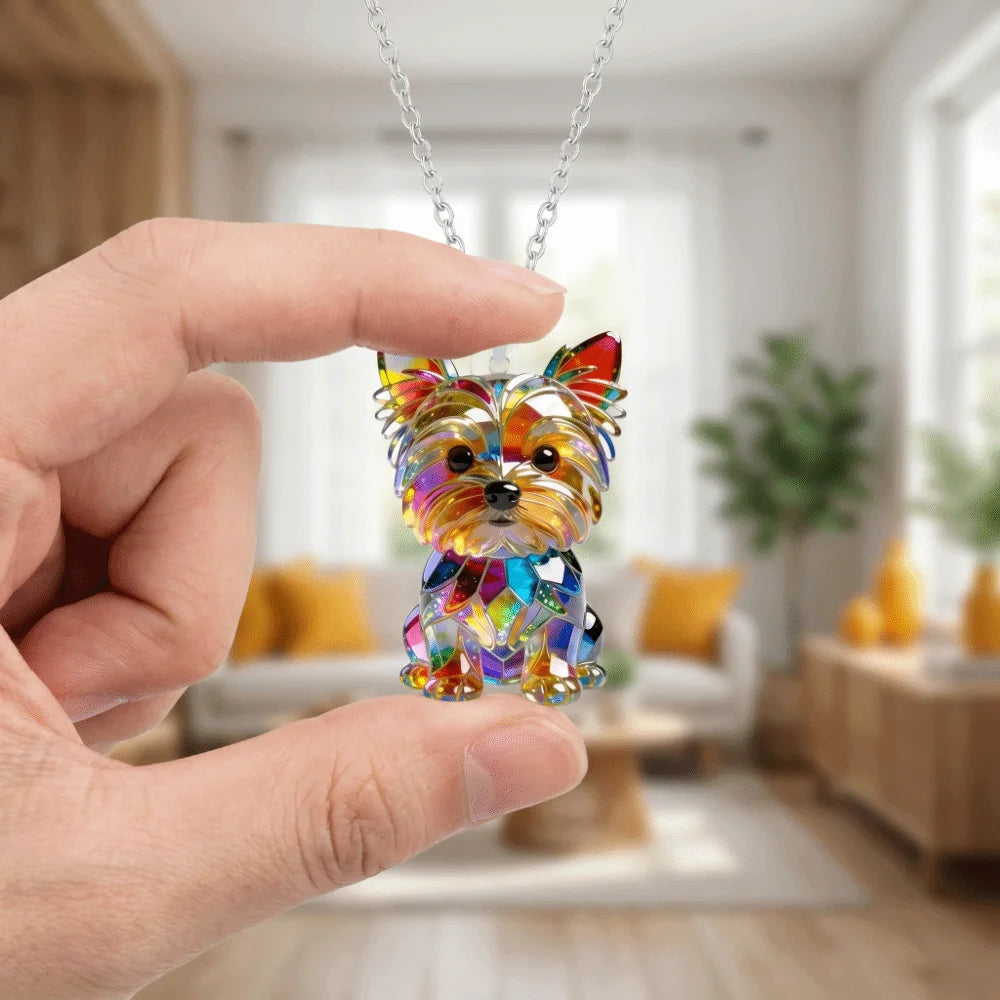 Colorful Yorkshire Terrier necklace for dog lovers by HSF Marketplace