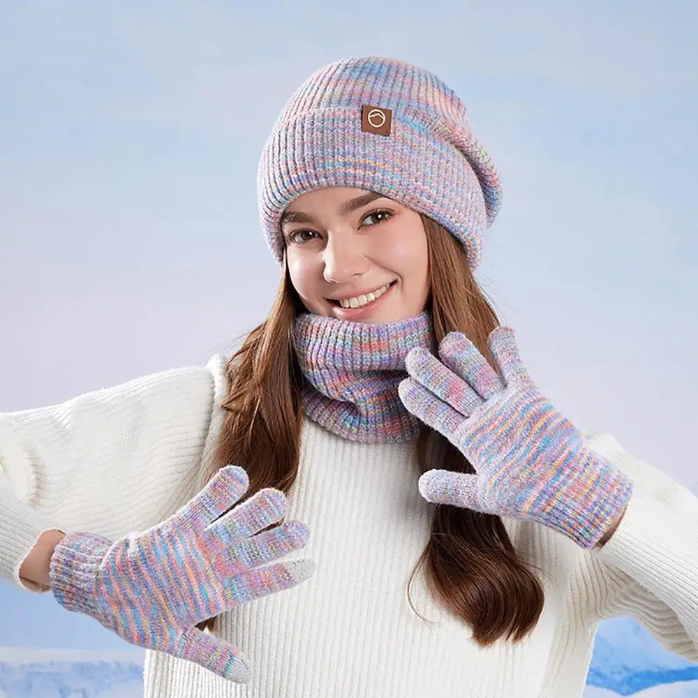 Warm winter beanie hat, scarf and gloves set for cold weather by HSF Marketplace