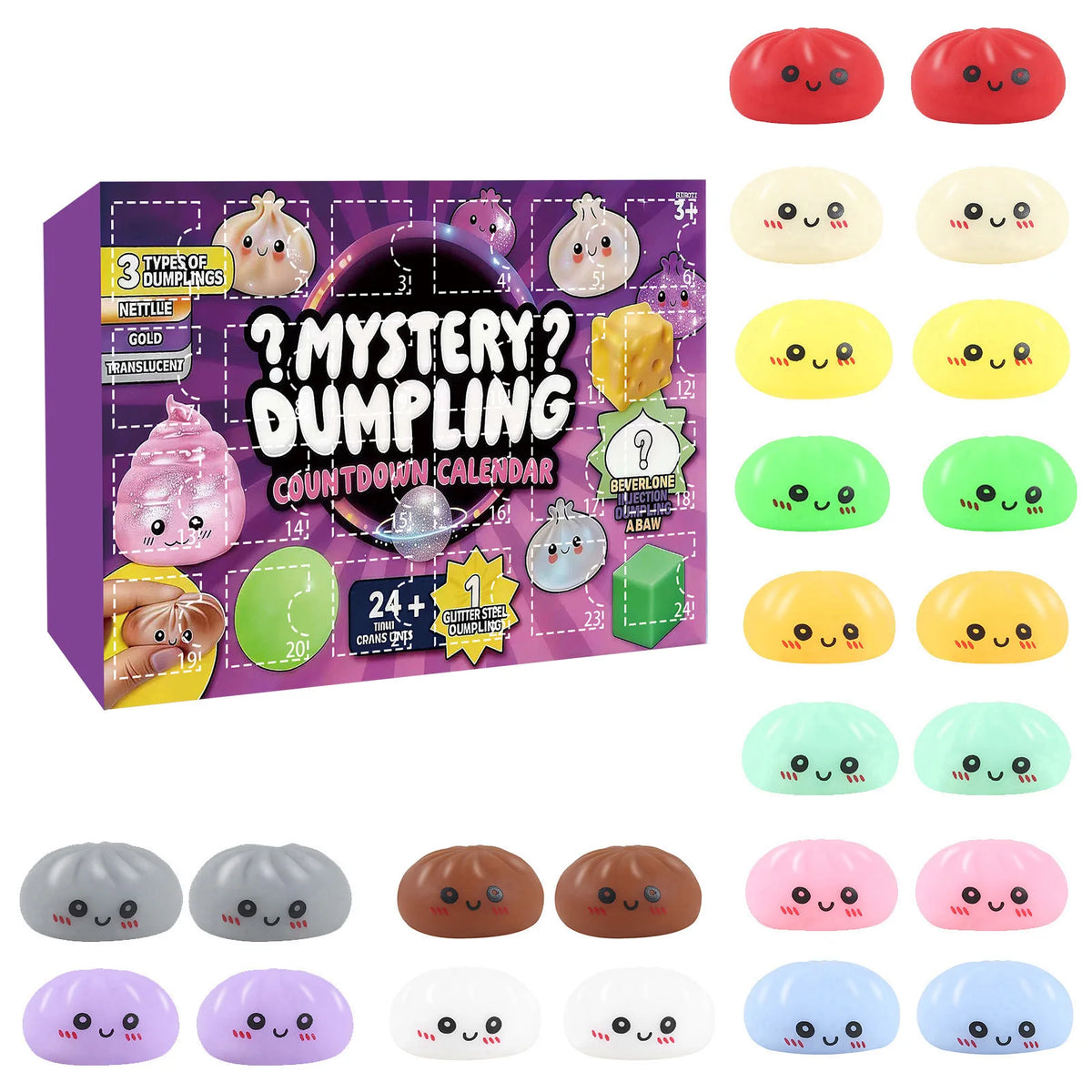 2026 Christmas advent calendar with 24 mysterious dumpling grids, soft sensory stress-relieving toy by HSF Marketplace