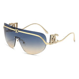 Luxury women's oversized shield Rimless sunglasses by HSF Marketplace with UV400 protection and trendy fashion design.