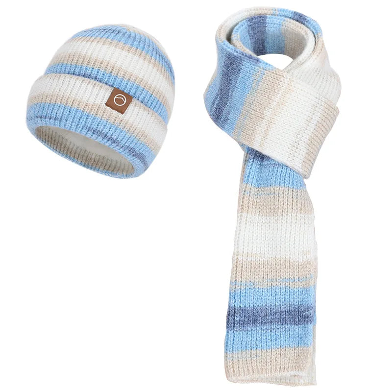 Women's gradient color knitted hat, scarf and gloves winter set by HSF Marketplace