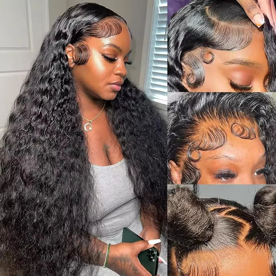 High Density 250% 40 46Inch Deep Wave 13x4 13x6 HD Lace Front Human Hair Wig Loose Water Wave Curly Lace Frontal Wigs Human Hair