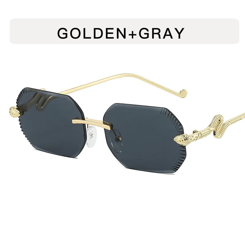 Snake-shaped metal decorative sunglasses with irregular frames, UV protection, unisex style, modern sunshades by HSF Marketplace