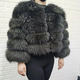 Women's luxury thick real raccoon fur coat in plus sizes, HSF Marketplace black and brown fur outerwear