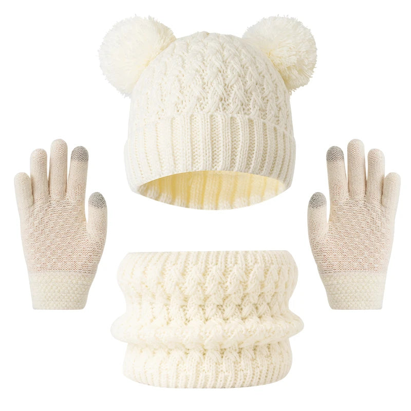 Children's winter hat, scarf, and glove set with snowflake design by HSF Marketplace