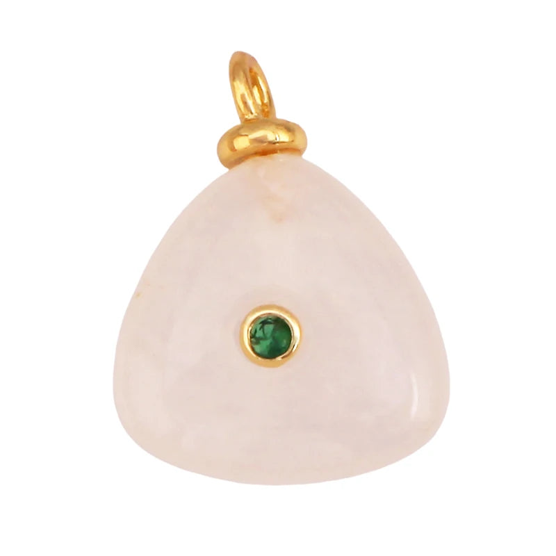 Jewelry charm pendant featuring jade agate, amethyst, amazonite, water grass, lapis lazuli with 18K gold plating for necklace craft making