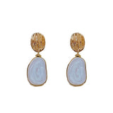 New White Enamel Oil Oval Dangle Earrings for Women Vintage Uneven Metal Drop Earrings Statement Irregular Geometry Jewelry