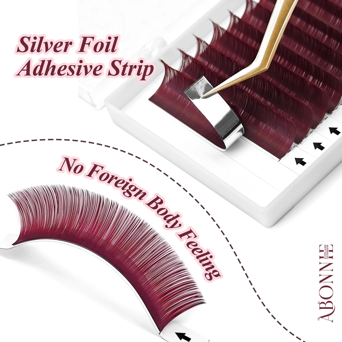 Burgundy individual false eyelashes by HSF Marketplace for a bold eye look
