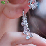 925 sterling silver hoop earrings with sparkling zircon crystal tassels by HSF Marketplace