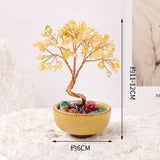 1pcs Natural Yellow Crystal Healing Gems Feng Shui Trees Lucky Money Tree Copper Wire Wrapped Crystal Crafts Home Decor