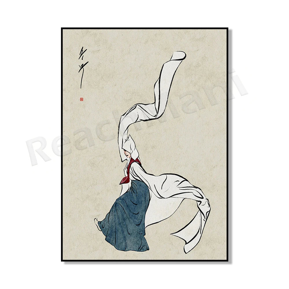 Korean hanbok canvas poster, Asian home decor wall art by HSF Marketplace