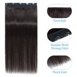 Clip-in one-piece straight 10-inch Brazilian Remy human hair extension with 5 clips, natural finish