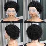 Ginger Pixie Cut Wigs Human Hair 6 8 Inch Short Curly Lace Frontal Human Hair Wigs For Women  #350 Orange Water Wave Bob Wig 13x1 Transparent Lace Wigs