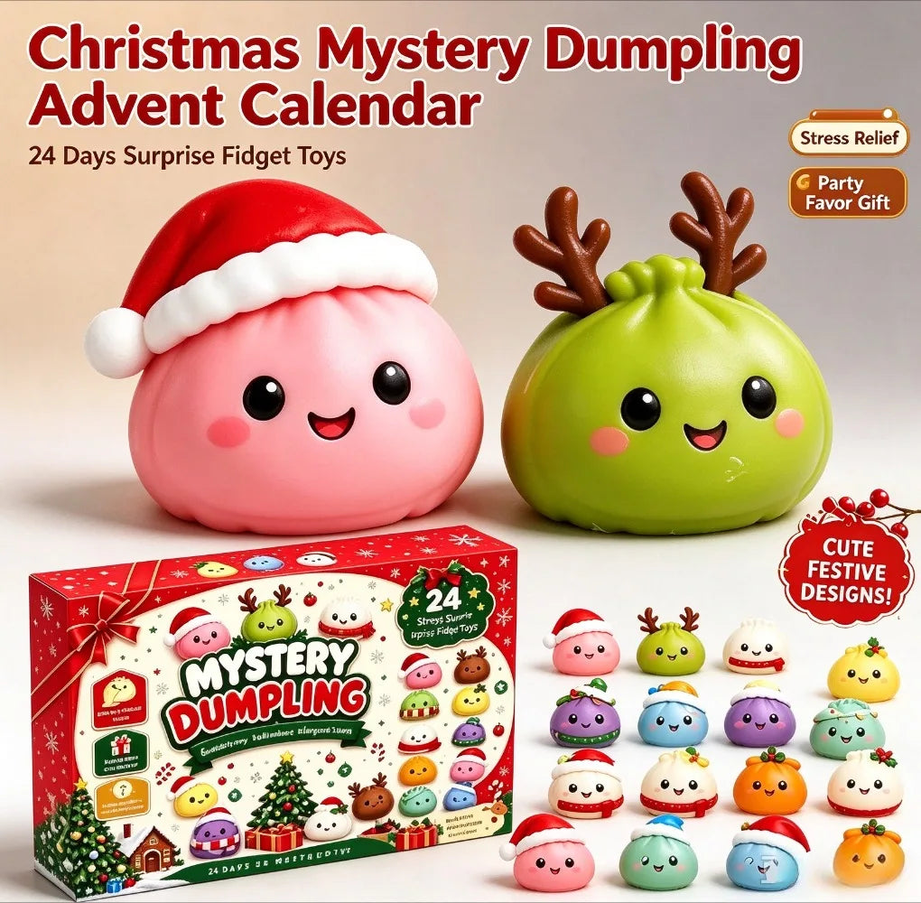 Dumpling squishy fidget Christmas countdown advent calendar 2026 with 24-day surprise box contents