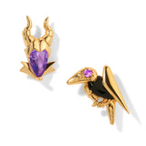 Movie villain stud earrings, gold-color cubic zirconia jewelry for women and girls by HSF Marketplace