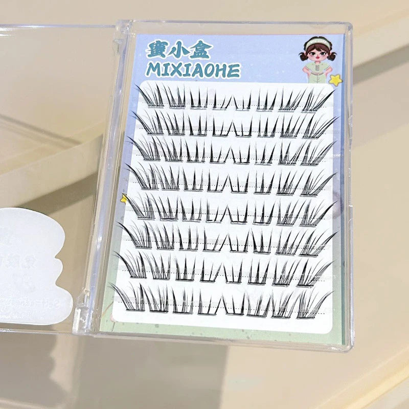 Slelf Adhensive Glue Free Lashes Foxes Style End Eye Elongated False Eyelash 8-15mm Segmented Eyelash Extensions For Daily